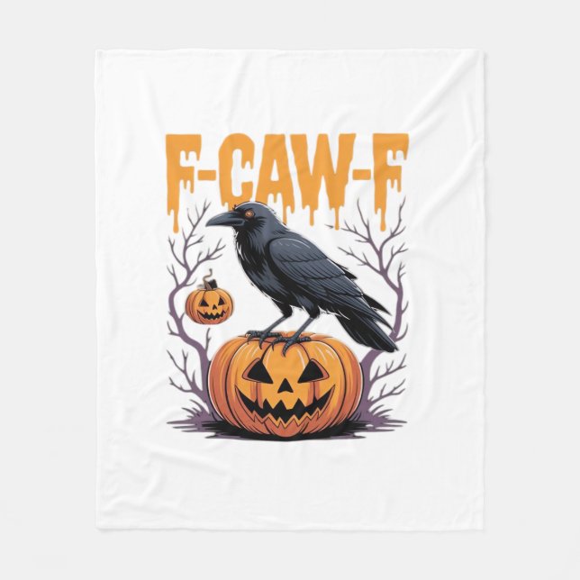 F-Caw-F Classic Halloween Raven Pumpkin Tee - Spoo Fleece Blanket (Front)