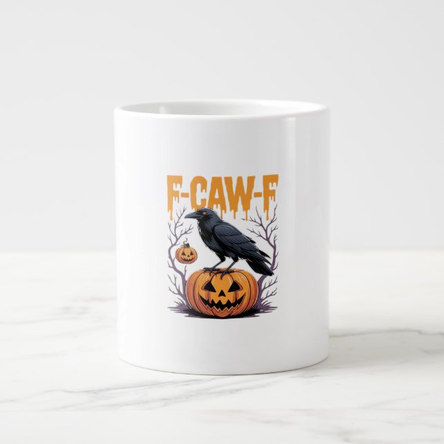 F-Caw-F Classic Halloween Raven Pumpkin Tee - Spoo Large Coffee Mug (Front)