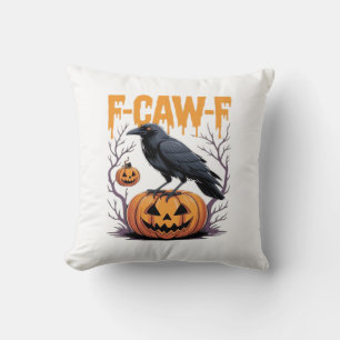 F-Caw-F Classic Halloween Raven Pumpkin Tee - Spoo Throw Pillow