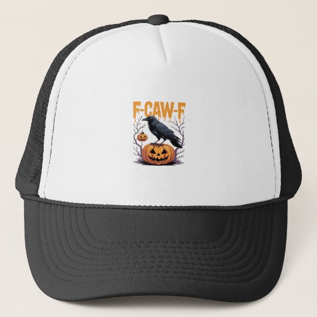F-Caw-F Classic Halloween Raven Pumpkin Tee - Spoo Trucker Hat (Front)
