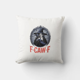 F-Caw-F Classic Retro Graphic Throw Pillow