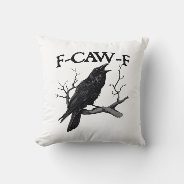 F-Caw-F Classic Vintage Graphic Throw Pillow (Front)