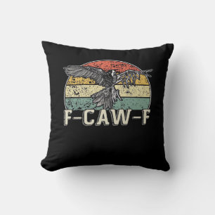 F-Caw-F Cow Funny Bird Vintage Sunset Funny Humour Throw Pillow