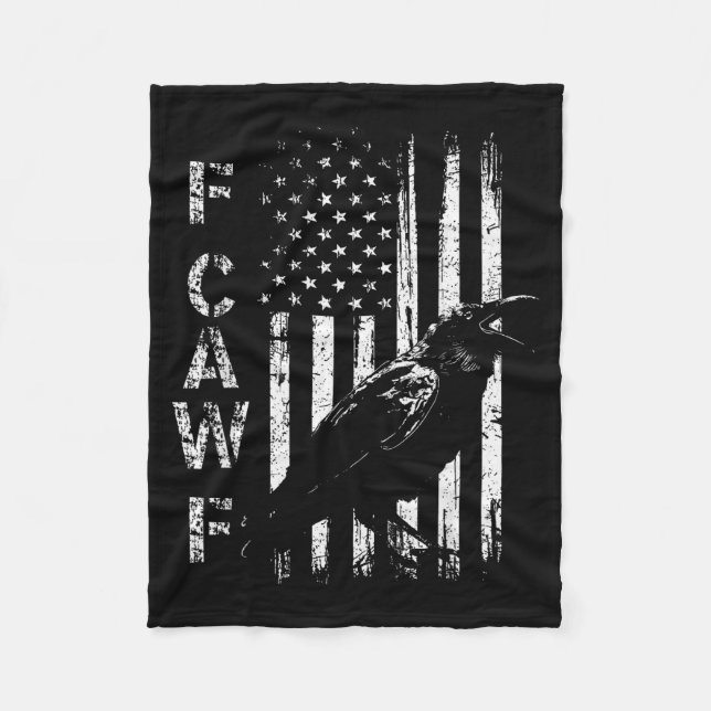 F Caw F Crow American Flag F-caw-f Nge Bird Cawing Fleece Blanket (Front)