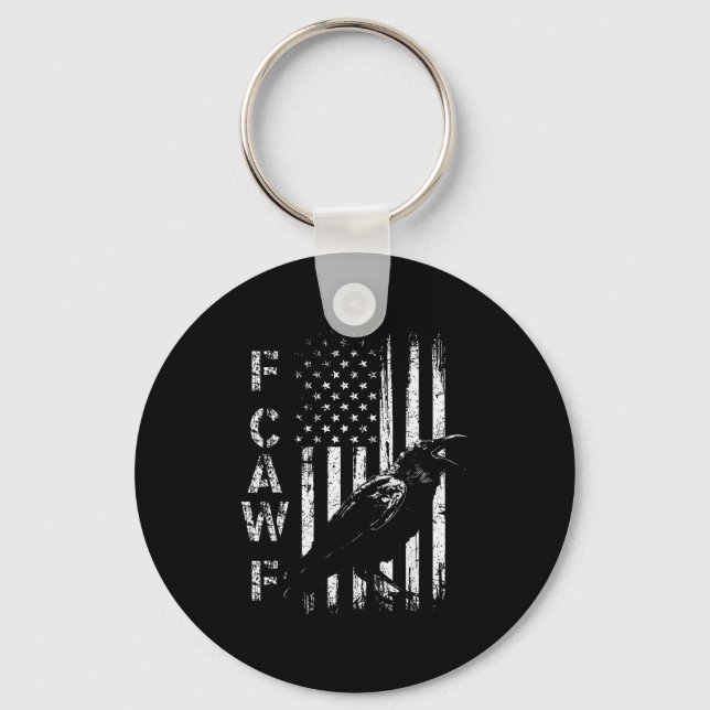 F Caw F Crow American Flag F-caw-f Nge Bird Cawing Keychain (Front)