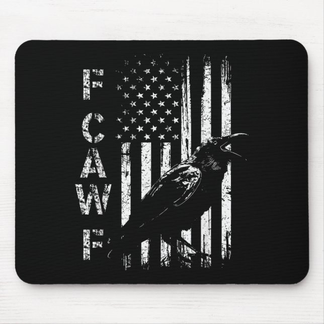 F Caw F Crow American Flag F-caw-f Nge Bird Cawing Mouse Pad (Front)