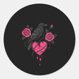 F Caw F Crow Anti Valentine's Day Dark Gothic Brok Classic Round Sticker