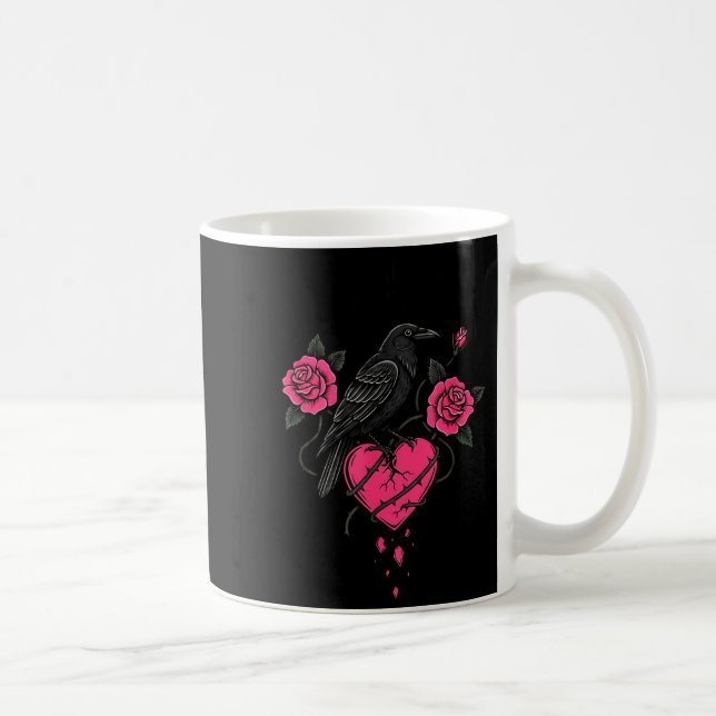 F Caw F Crow Anti Valentine's Day Dark Gothic Brok Coffee Mug (Right)