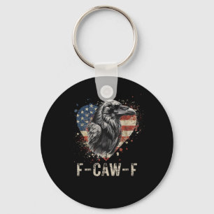 F-Caw-F Crow Bird Heart USA Flag Vintage Keychain