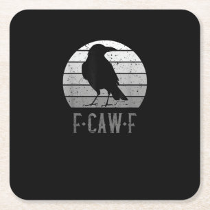 F-Caw-F Crow Bird Retro Moon Vintage F-Caw-F Square Paper Coaster