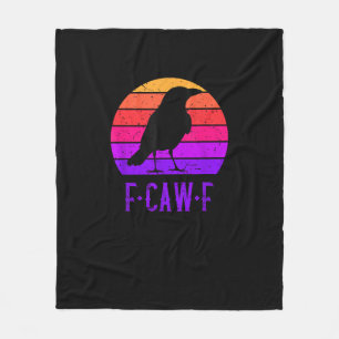 F-Caw-F Crow Bird Retro Sunset Vintage F-Caw-F Fleece Blanket