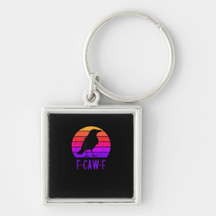 F-Caw-F Crow Bird Retro Sunset Vintage F-Caw-F Keychain