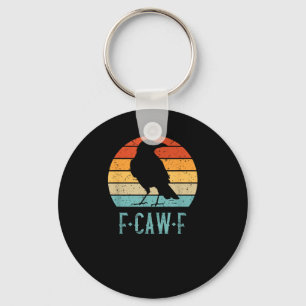 F-Caw-F Crow Bird Retro Sunset Vintage F-Caw-F Keychain