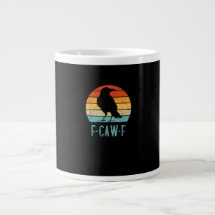 F-Caw-F Crow Bird Retro Sunset Vintage F-Caw-F Large Coffee Mug