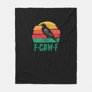 F-Caw-F Crow Bird Retro Sunset Vintage F-Caw-F Tri Fleece Blanket