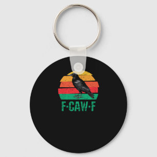 F-Caw-F Crow Bird Retro Sunset Vintage F-Caw-F Tri Keychain