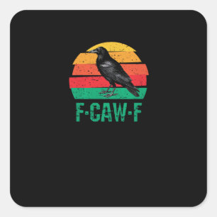 F-Caw-F Crow Bird Retro Sunset Vintage F-Caw-F Tri Square Sticker