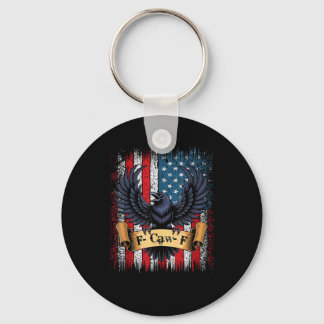 F-Caw-F Crow Bird Retro USA Flag Vintage F-Caw-F Keychain