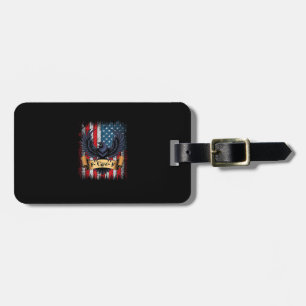 F-Caw-F Crow Bird Retro USA Flag Vintage F-Caw-F Luggage Tag