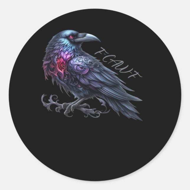 F-Caw-F Crow Classic Retro Style Classic Round Sticker (Front)