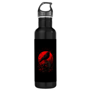 F-Caw-F Crow Funny Bird Red Moon Gothic 710 Ml Water Bottle