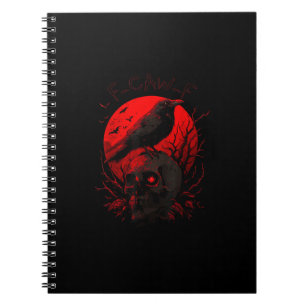F-Caw-F Crow Funny Bird Red Moon Gothic Notebook