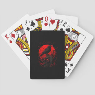 F-Caw-F Crow Funny Bird Red Moon Gothic Playing Cards