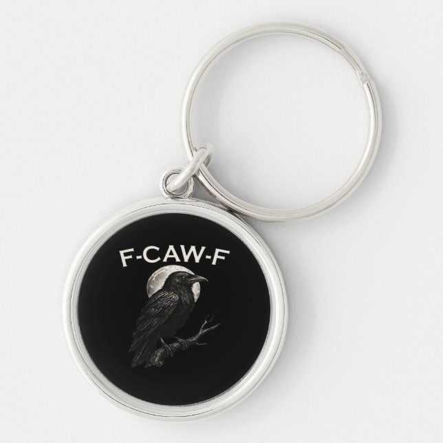 F-Caw-F Crow Funny Crow F-Caw-F Gear Minimal Clean Keychain (Front)