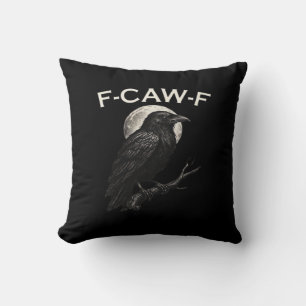 F-Caw-F Crow Funny Crow F-Caw-F Gear Vintage Graph Throw Pillow