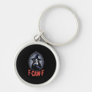 F-Caw-F Crow Funny Gothic Moon Bird Halloween Crea Keychain