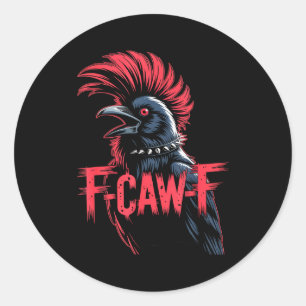 F-caw-f Crow Funny Gothic Moon Black Bird Hallowee Classic Round Sticker
