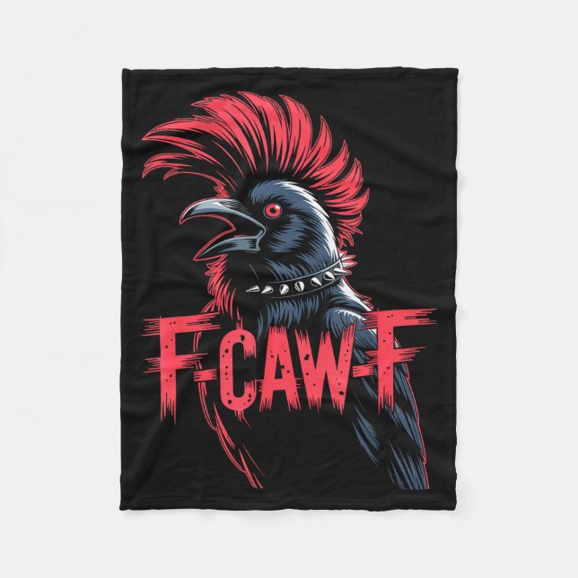 F-caw-f Crow Funny Gothic Moon Black Bird Hallowee Fleece Blanket (Front)
