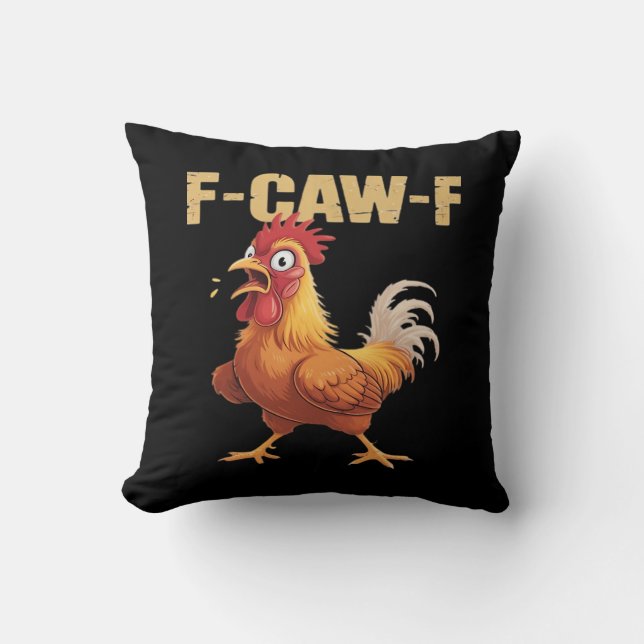 F-Caw-F Crow Gothic Funny Humor Throw Pillow (Front)