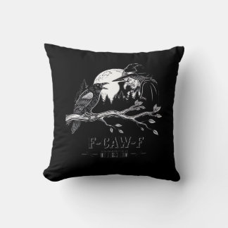 F-Caw-F Crow Halloween Witch F-Caw-F Throw Pillow