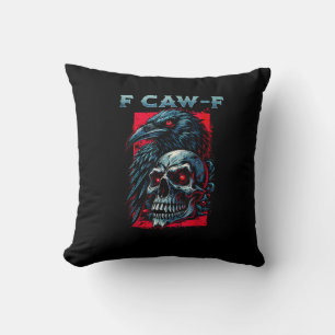 F-Caw-F Crow Humorous Graphic Throw Pillow