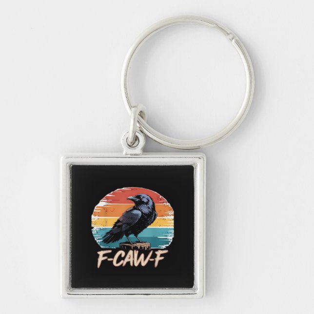 F-Caw-F Crow Humour Funny Gothic Retro Classic Keychain (Front)