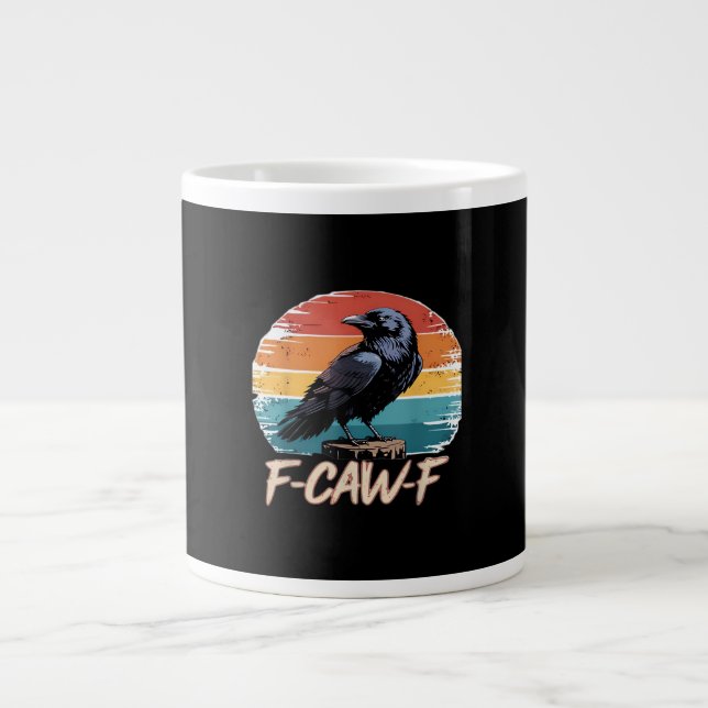 F-Caw-F Crow Humour Funny Gothic Retro Classic Large Coffee Mug (Front)