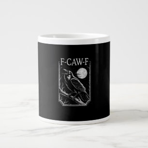F-Caw-F Crow Minimal – Retro Gothic Bird Funny Rav Large Coffee Mug