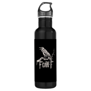 F-Caw-F Crow Pun Funny Bird Cawing Grunge Back 710 Ml Water Bottle