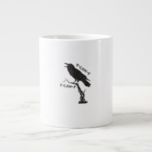F-Caw-F Crow Pun Funny Bird Cawing Grunge Creative Large Coffee Mug