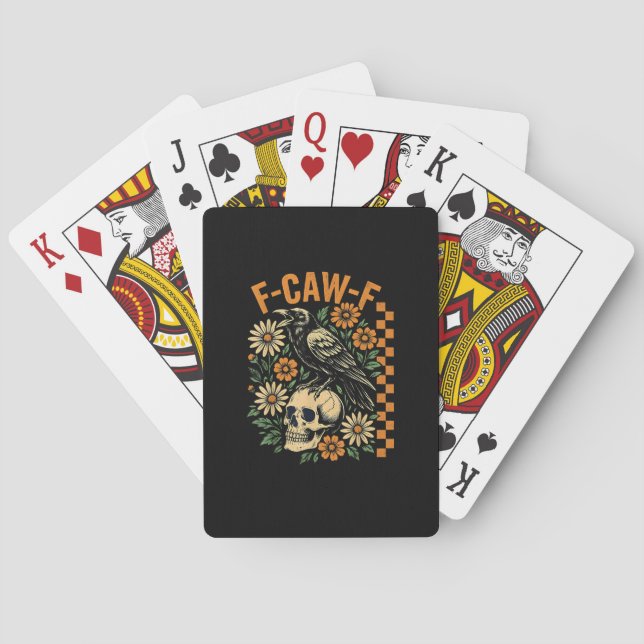F-Caw-F Crow Pun Funny Bird Cawing Grunge Hallowee Playing Cards (Back)