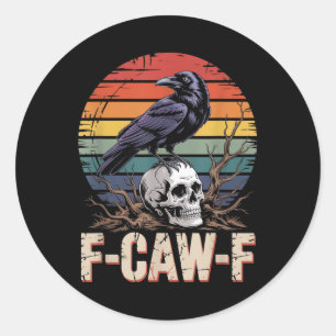 F-caw-f Crow Raven Skull Gothic Vintage Floral Sun Classic Round Sticker