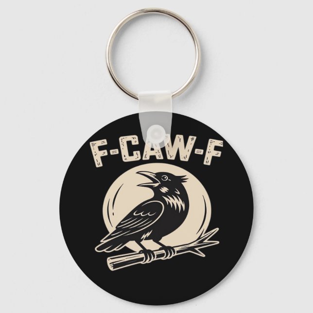 F-Caw-F Crow Raven Vintage Style Keychain (Front)
