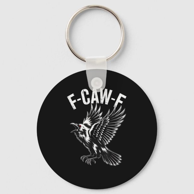 F-Caw-F Crow Retro Classic Keychain (Front)