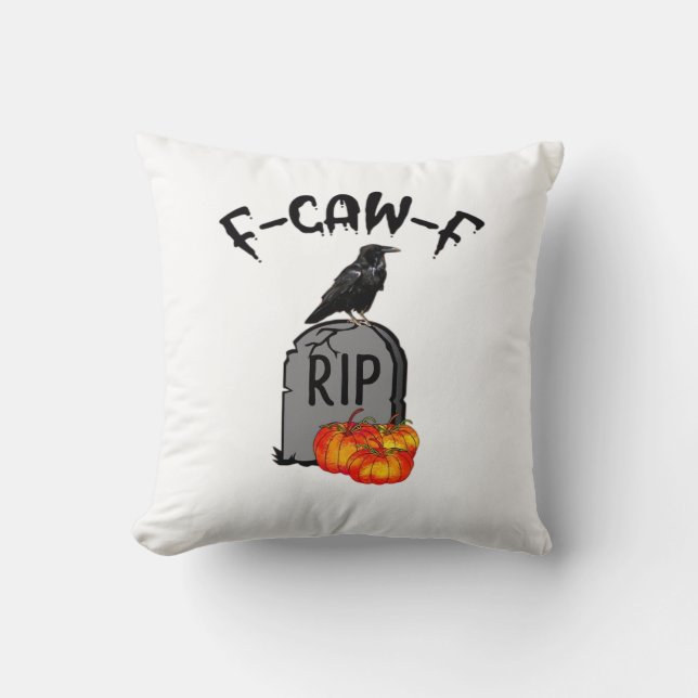 F Caw F Crow Retro Cool Throw Pillow (Front)