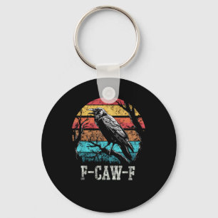 F-Caw-F Crow Retro Sunset Pun Funny Bird Cawing Gr Keychain