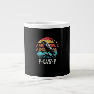 F-Caw-F Crow Retro Sunset Pun Funny Bird Cawing Gr Large Coffee Mug