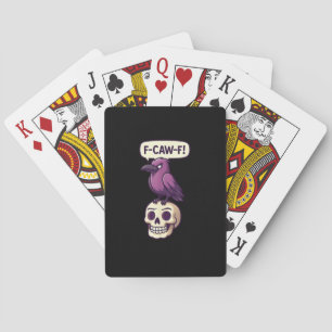 F-Caw-F Crow Skull Halloween Humor Graphic Design Playing Cards