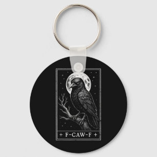 F-caw-f Crow Tarot Card Funny Gothic Halloween Vin Keychain