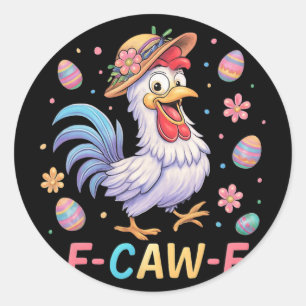 F-caw-f Easter Funny Viral Chicken Meme Classic Round Sticker